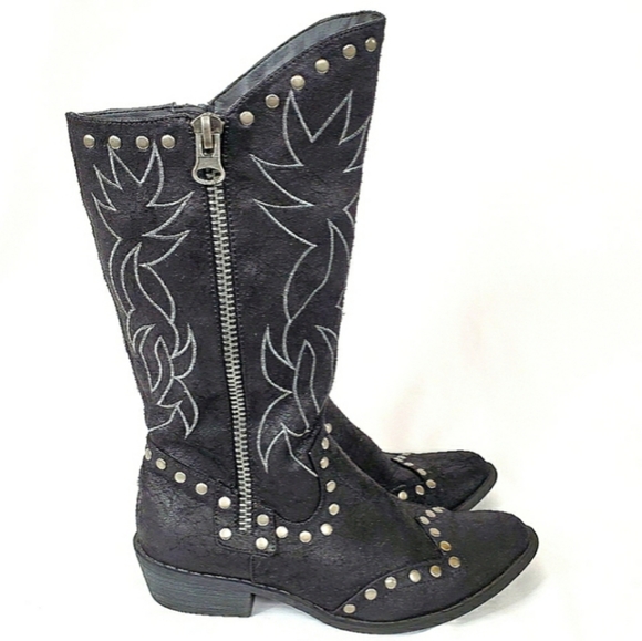 Michael Antonio Shoes - Michael Antonio Studded Faux Suede Cowgirl Boots